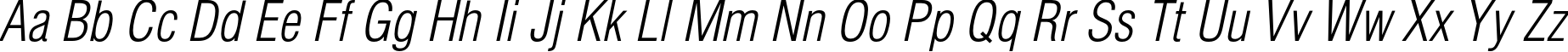 Пример написания английского алфавита шрифтом HeliosCondLight Italic