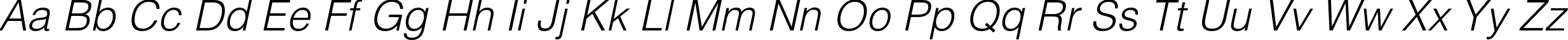 Пример написания английского алфавита шрифтом HeliosLight Italic