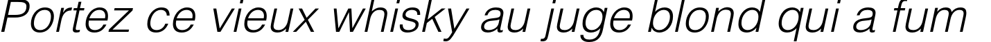 Пример написания шрифтом HeliosLight Italic текста на французском