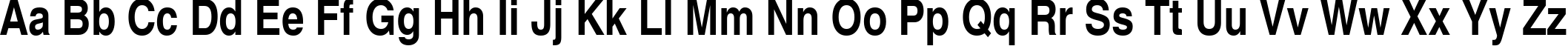 Пример написания английского алфавита шрифтом Helvetica Narrow Bold