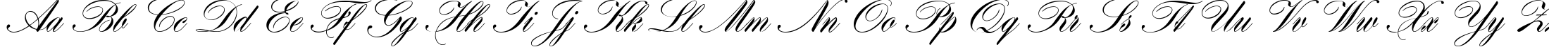 Пример написания английского алфавита шрифтом Hogarth script