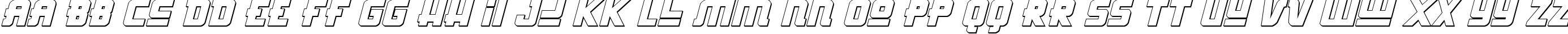 Пример написания английского алфавита шрифтом Hong Kong Hustle 3D Italic