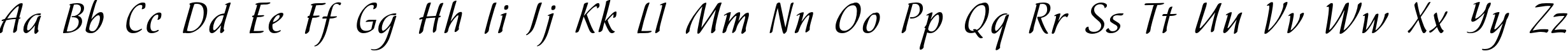 Пример написания английского алфавита шрифтом Hortensia