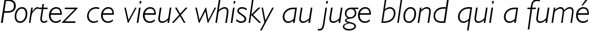 Пример написания шрифтом Humanist 521 Light Italic BT текста на французском