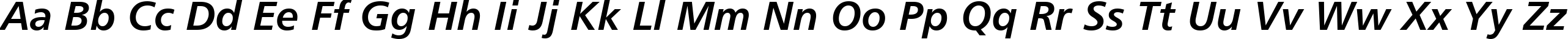 Пример написания английского алфавита шрифтом Humanist 777 Bold Italic BT