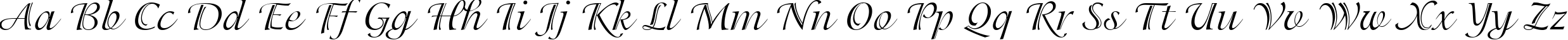 Пример написания английского алфавита шрифтом Isadora Cyr