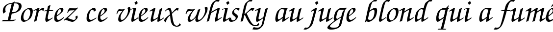 Пример написания шрифтом ITC Zapf Chancery Medium Italic текста на французском