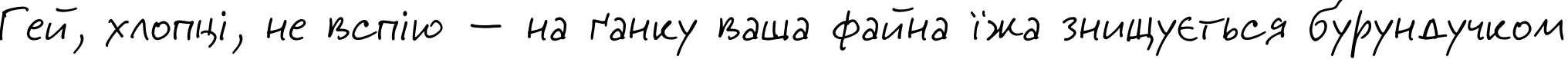 Пример написания шрифтом Jeff Script текста на украинском