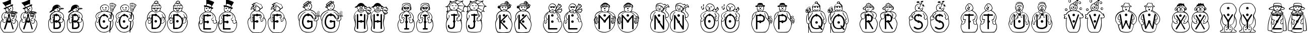 Пример написания английского алфавита шрифтом JFSnowbiz