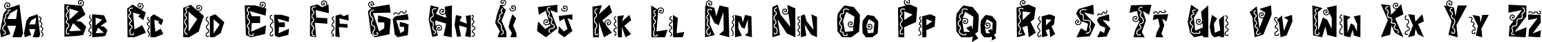 Пример написания английского алфавита шрифтом JI Chimichanga