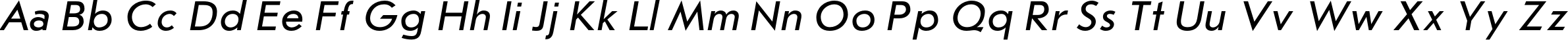 Пример написания английского алфавита шрифтом JournalSansC Italic