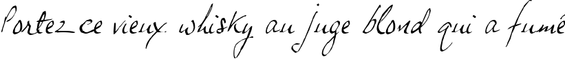 Пример написания шрифтом JP Hand Slanted текста на французском
