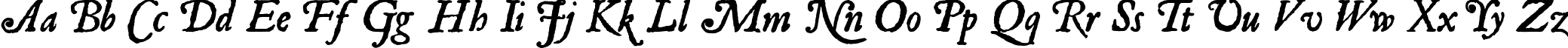 Пример написания английского алфавита шрифтом JSL Ancient Italic