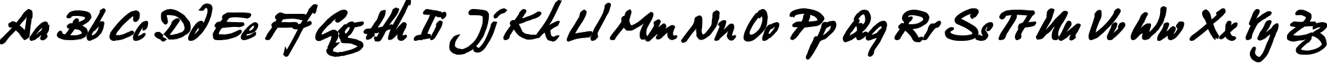 Пример написания английского алфавита шрифтом Juergen Bold Kursiv