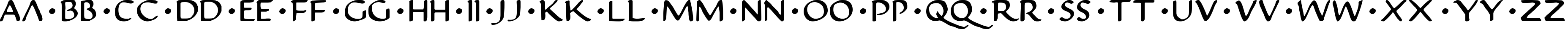 Пример написания английского алфавита шрифтом Justinian 2