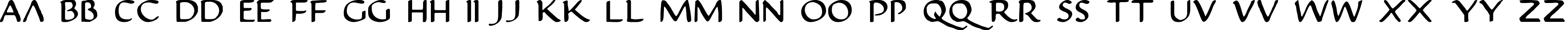 Пример написания английского алфавита шрифтом Justinian
