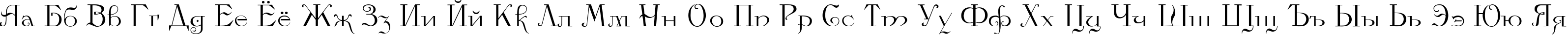 Пример написания русского алфавита шрифтом Kamelia