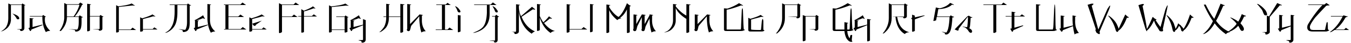 Пример написания английского алфавита шрифтом KANEIWA alp regular