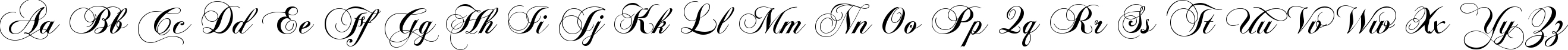 Пример написания английского алфавита шрифтом KB ChopinScript