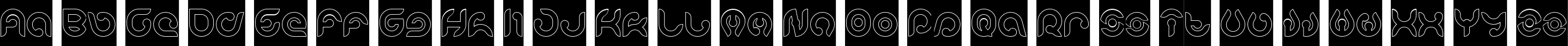 Пример написания английского алфавита шрифтом KIOSHIMA-Outlined-Inverse