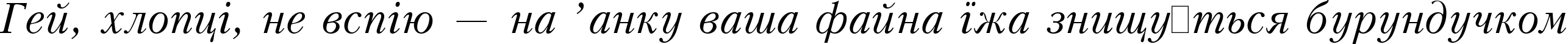 Пример написания шрифтом Kudrashov Italic:001.001 текста на украинском