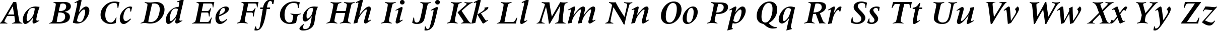 Пример написания английского алфавита шрифтом Latin 725 Bold Italic BT
