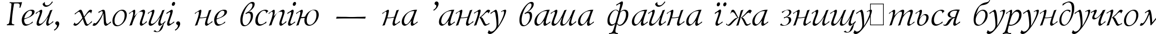 Пример написания шрифтом Lazursky Italic:001.001 текста на украинском