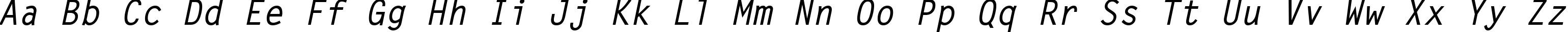 Пример написания английского алфавита шрифтом Letter Gothic MT Bold Oblique