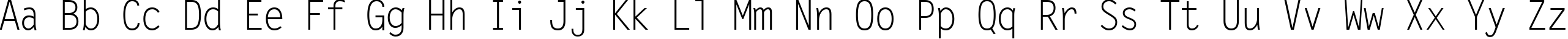Пример написания английского алфавита шрифтом Letter Gothic