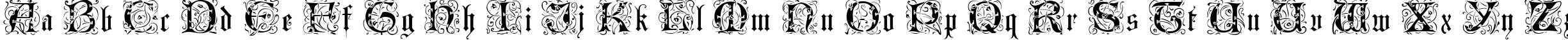 Пример написания английского алфавита шрифтом Lombardina Initial One