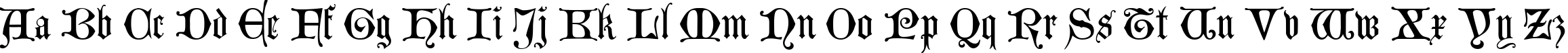 Пример написания английского алфавита шрифтом Lombardina Two