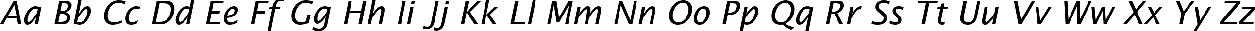 Пример написания английского алфавита шрифтом Lucida Sans Italic