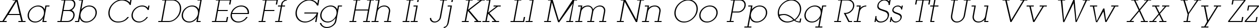 Пример написания английского алфавита шрифтом LugaExtra ExtraLight Oblique