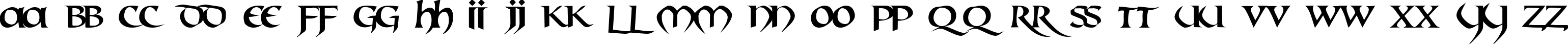 Пример написания английского алфавита шрифтом Mael