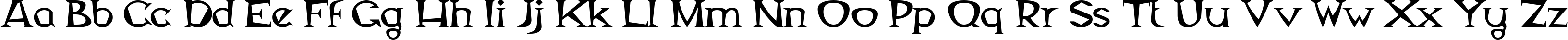 Пример написания английского алфавита шрифтом Magyar Serif