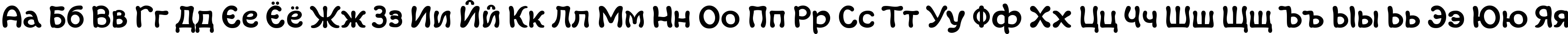 Пример написания русского алфавита шрифтом Margot Fette