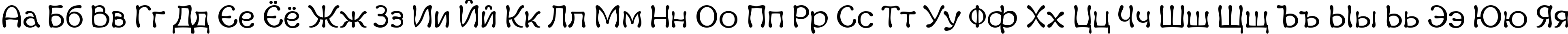 Пример написания русского алфавита шрифтом Margot