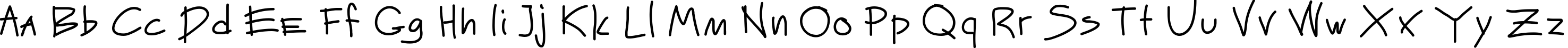 Пример написания английского алфавита шрифтом Mateur