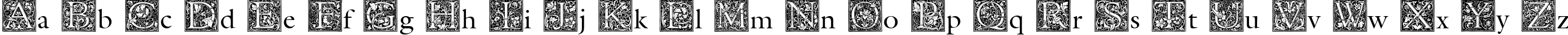 Пример написания английского алфавита шрифтом Medieval Initial One
