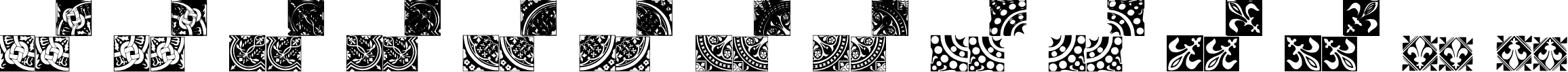 Пример написания английского алфавита шрифтом Medieval Tiles I