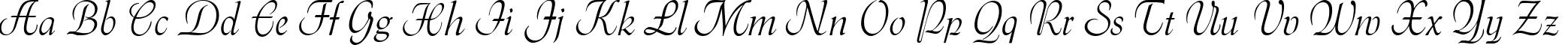 Пример написания английского алфавита шрифтом Menuet script