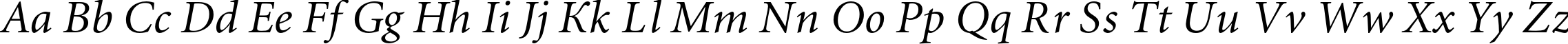 Пример написания английского алфавита шрифтом Miniature Italic