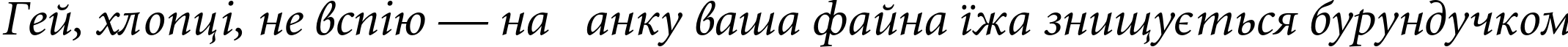 Пример написания шрифтом Miniature Italic текста на украинском