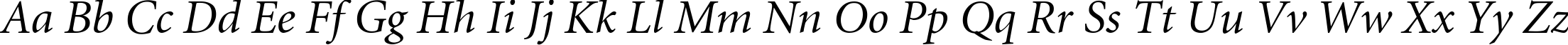 Пример написания английского алфавита шрифтом Minion Italic