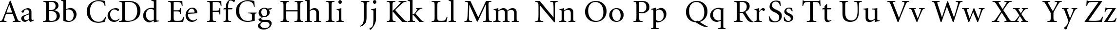 Пример написания английского алфавита шрифтом MinionCyr-Regular