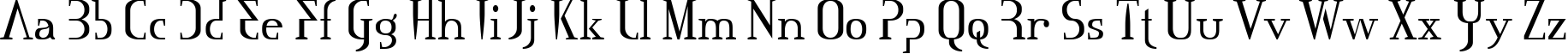 Пример написания английского алфавита шрифтом Mississauga