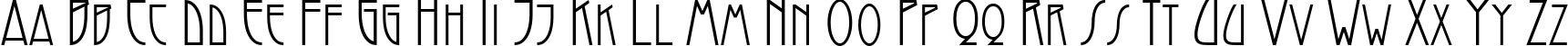 Пример написания английского алфавита шрифтом Modernist Nouveau