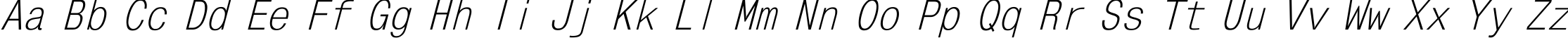 Пример написания английского алфавита шрифтом MonoCondensed Italic