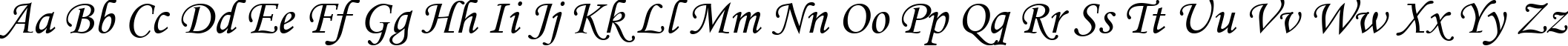 Пример написания английского алфавита шрифтом Monotype Corsiva