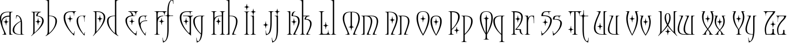 Пример написания английского алфавита шрифтом Moonstone Stars
